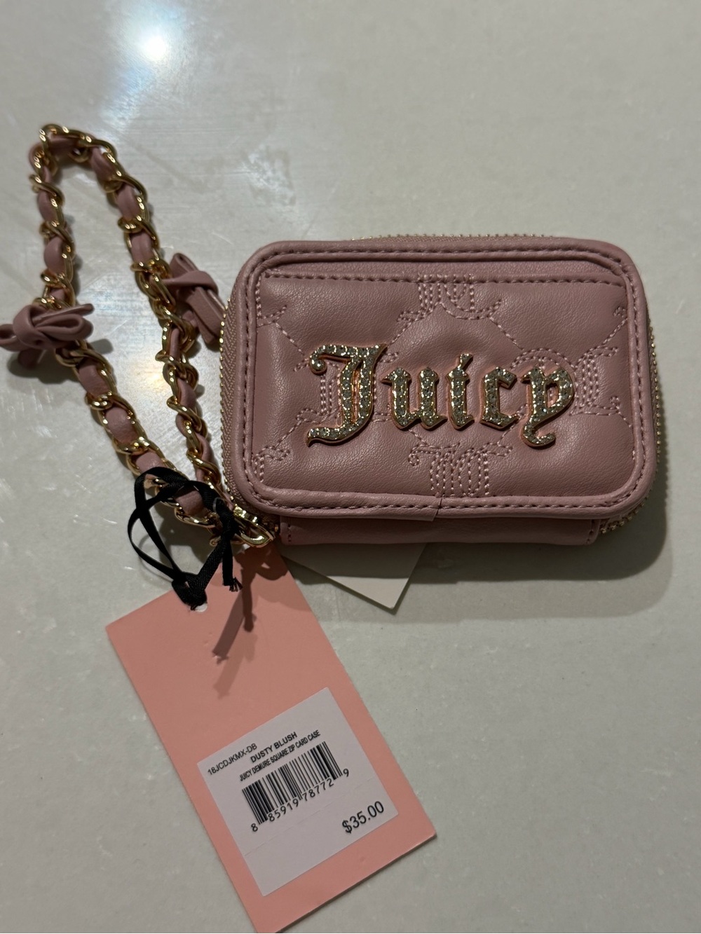 Juicy Couture Blush Pink Quilted Wristlet Wallet